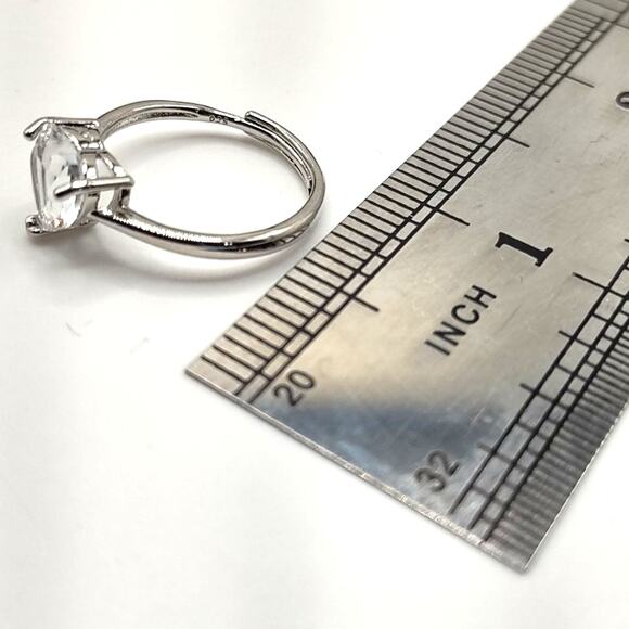 925 Silver Necklace Ring & Earring Set White CZ Diamond Heart Stones Valentines - Picture 9 of 10